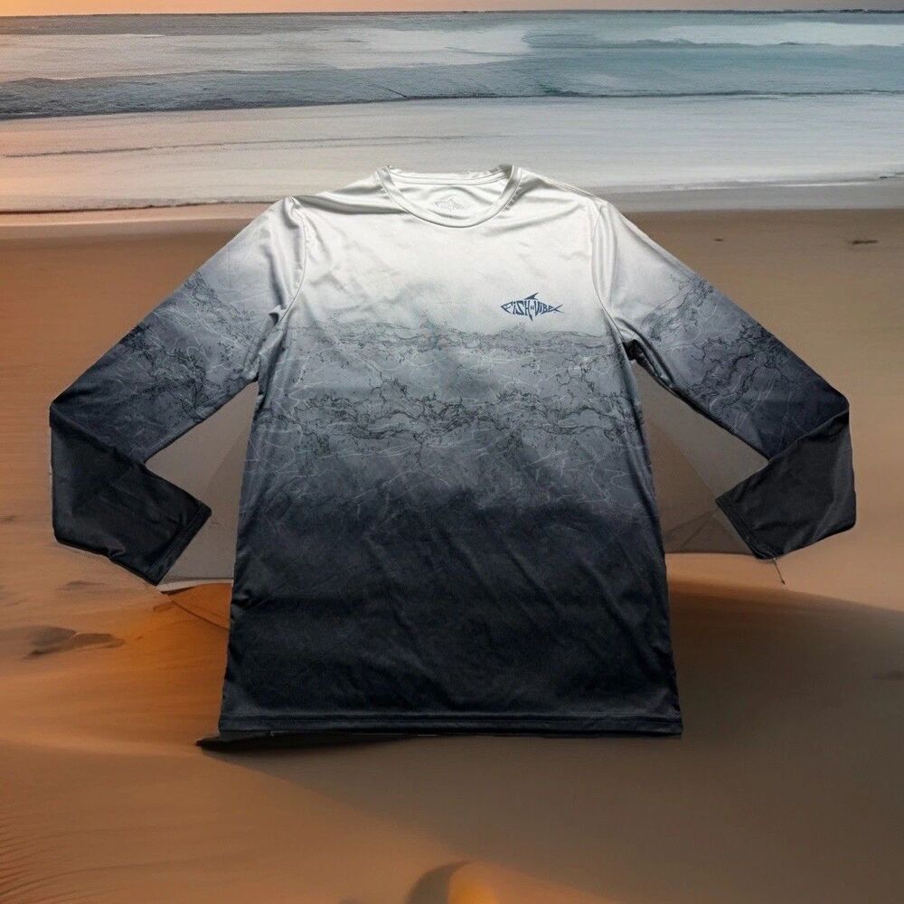 Fish N Vibe Fishing Performance LS Bass Outdoors Mens Shirt Sz M Water
